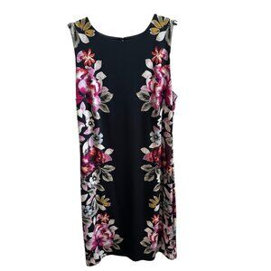 White House Black Market Black Floral Sleeveless Midi Dress Sz M